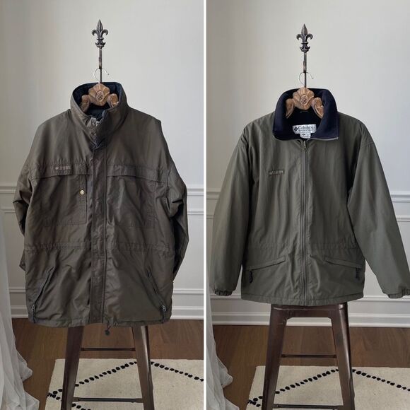 Columbia Layered Coat 2 Coats in One Olive Green Color Men’s L - Picture 2 of 16